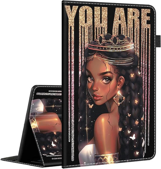 Case Fits Amazon Kindle Fire HD 8 &amp 8 Plus Tablet (12th Generation/10th Generation 2022/2020 Release) 8 Multi-Angle Smart Stand Cover Auto Sleep/WakeAfrican American Black Afro Girl