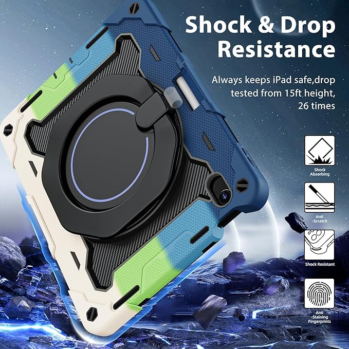 ROISKIN Case for iPad A16 11th Generation 11 Inch 2025 iPad 10th Generation Case 10.9 for Kids with Screen Protector360 Kickstand &amp HandlePen HolderShoulder StrapHeavy Duty Drop Protection