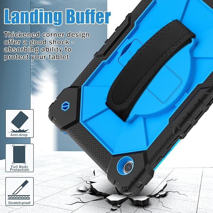 Case for Samsung Galaxy Tab A8 10.5 - Soft Silicone Protective Handle Stand Kids Case Black/Blue
