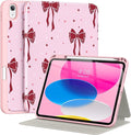 Supveco Case for iPad (A16) 11th Generation 11 inch (2025)iPad 10th Generation 10.9 inch (2022) with Pencil HolderPremium Folio Stand Case with Soft TPU Back CoverAuto Wake/Sleep-Red Bows