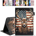 Case for All-New Amazon Kindle Fire HD 10 &amp 10 Plus Tablet 10.1 (13th/11th Generation 2023/2021 Release) - PU Leather Folio Case with Smart Auto Wake/Sleep American Flag Deer