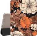 JOYLAND Elegant Flower Printed Case for iPad 9th/8th/7th Generation 10.2 Inch (2021/2020/2019 Release) Pencil Holder &amp Clear Transparent Soft TPU Back &amp Trifold Smart Pad Black Cover