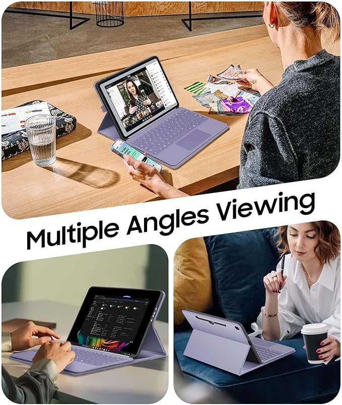 Fintie Protective Case for Microsoft Surface Pro 12 Inch (2025) Multi-Angle Viewing Portfolio Business TPU Back Cover with Pocket &amp Stylus Holder Compatible with Type Cover Keyboard (Lilac Purpl