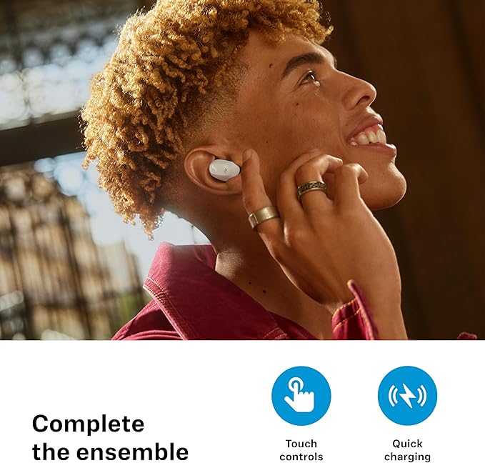 Sennheiser ACCENTUM True Wireless Earbuds - Crystal-Clear Sound with Hybrid ANC Ergonomic Design 28-Hour Battery Life Touch Interface White