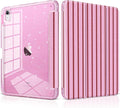 DONGKE for iPad Pro 11 inch Case – Fits M5 2025 / M4 2024 Shockproof Sparkling Glitter Acrylic Back Pencil Holder Trifold Stand Auto Sleep/Wake &amp Touch ID Support - Pink Stripes