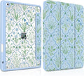DONGKE for iPad 9th/8th/7th Generation Case 10.2 Inch (2021/2020/2019) [Auto Sleep/Wake &amp Pencil Holder] Clear Acrylic Back Trifold Stand Cover Lattice Floral