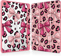Tuiklol for Samsung Galaxy Tab A9+ Tablet 11” / A9+ Plus 2024 2023Buit-in S-Pen Holder with Clear Protective Cover Transparent Back Shell Auto Wake/Sleep Samsung Tab A9 Plus CoverLeopard Print Bow