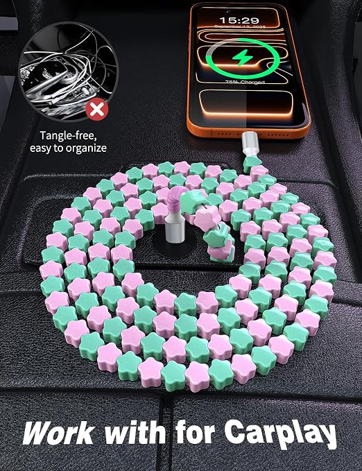 Pink-Green Star Beaded
