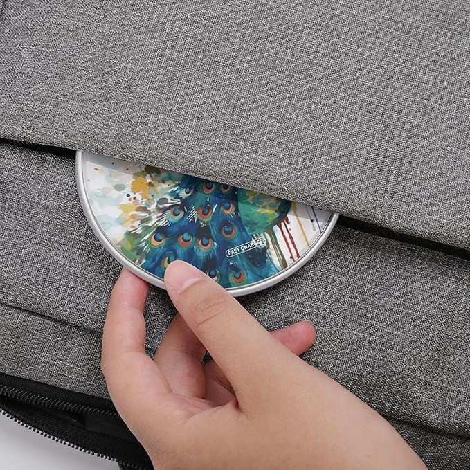 Watercolor Peacock Wireless Charger Fast Wireless Charging Pad with USB Cable 10W Anti-Slip Magnetic Wireless Charger Portable Slim Charger Puck Travel Charging Station