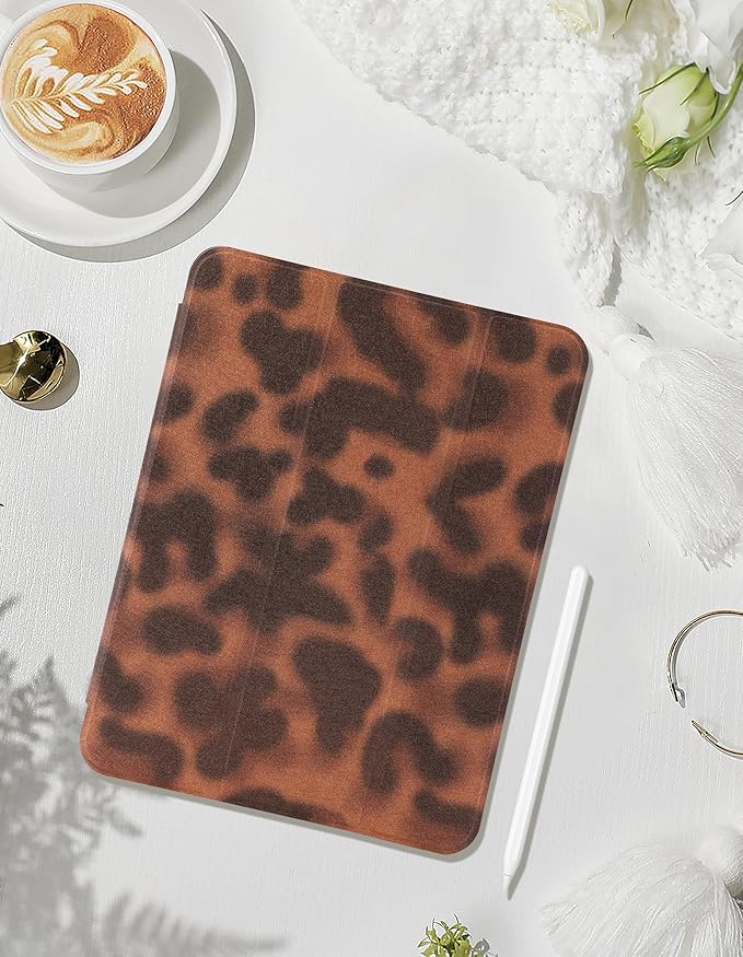 Compatible with iPad 11th (11-Inch A16 2025) iPad 10th (10.9-Inch 2022) Generation Case with Pencil Holder Tortoise Shell Aesthetic Design Soft TPU Trifold Stand Protective
