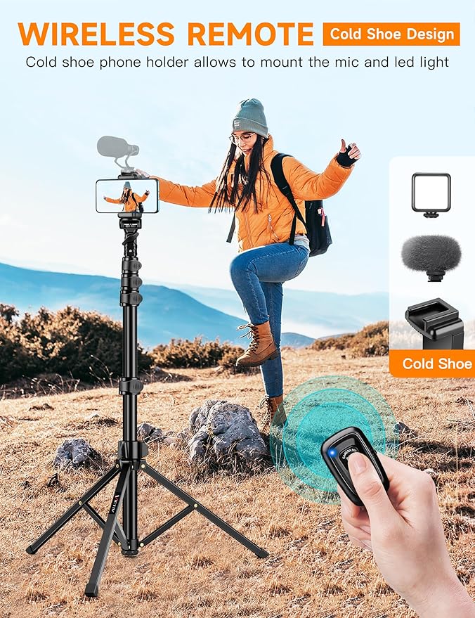 Phone Tripod Stand 84 Tall Flexible Cellphone Tripod for iPhone with Gooseneck Remote Portable Phone Stand for Recording Compatible with iPhone 14 13 12 pro Android Camera