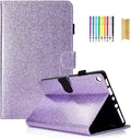Dteck for Fire HD 8 (8th/7th/6th Generation) Smart Folio Tablet Case 2018/2017/2016 Release (8) with Auto Sleep Wake/Stand/Card Slots/Stylus PU Leather Protective Cute Slim Magnetic Cover Purple