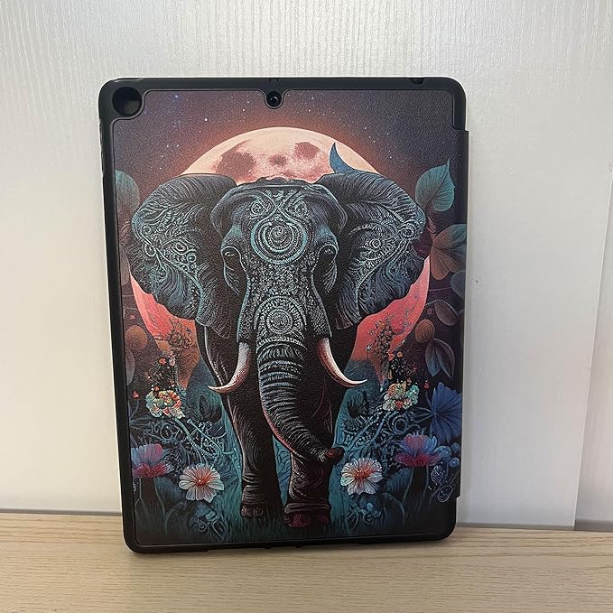 Tuiklol for iPad 10.2 case 2021 Generation 9th Release Built in Pencil Holder-Trifold Stand-Auto Wake/Sleep.TPU Protection Stand Back Cover for 2020 2019 [8th/7th] iPad 10.2'' CaseCute Eleplant