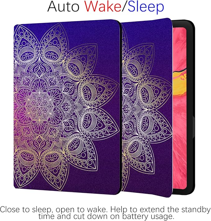 Berkin Arts for iPad Pro 13 Inch M4 (2024) Case A2925/A2926/A3007 Folio Case Premium Leather Cover Synchromism Mauve Cinnabar Cyan Paper Marbling