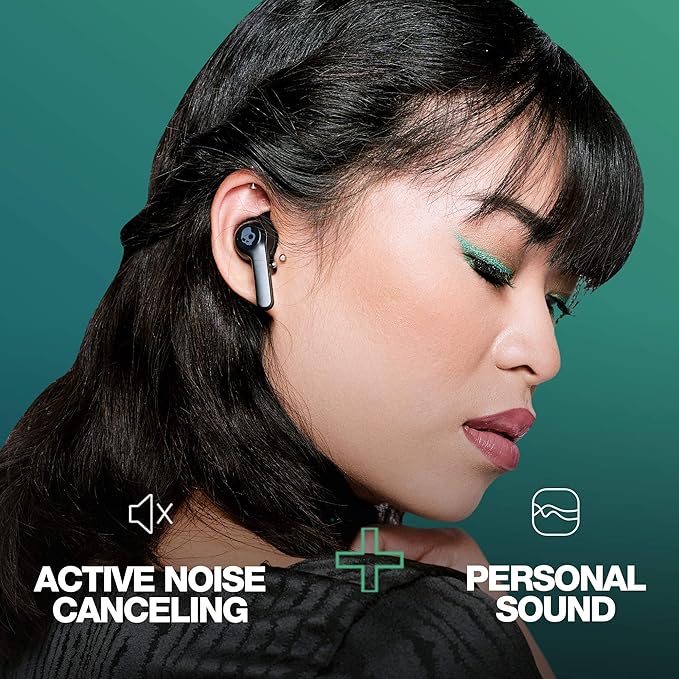 Skullcandy Indy ANC in-Ear Noise Canceling True Wireless Earbuds 32 Hour Battery Microphone Works with iPhone Android and Bluetooth Devices - Black