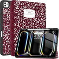 Soke Case for New iPad Pro 13 Inch (M5/M4 2025/2024 Release) with Pencil Holder Trifold Stand Shockproof [Support Apple Pencil Charging + Auto Wake/Sleep] Soft TPU Back Cover Book Wine