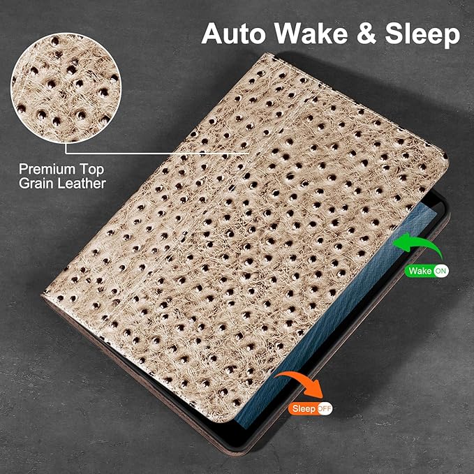 Gexmil Leather Case for iPad 10.2 Inch 9th/8th/7th Gen 2021/2020/2019Premium Cowhide Folio Cover with Auto Wake/SleepAdjustable Stand Anti FingerprintKhaki