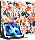 for iPad 9th/8th/7th Generation Case 10.2 Inch Girls Cute Women Folio Smart Cover with Pencil Holder Flowers Floral Aesthetic Girly Kawaii Teens Cases for iPad 7/8/9 Gen A2602 A2270 A2197