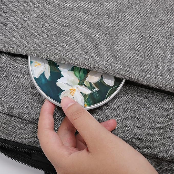 White Jasmine Flowers Phone Charger Magnetic Charging Pad Anti-Slip with USB Cable