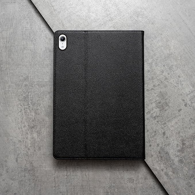 Porter Riley - Leather Case Compatible with iPad Air 11 6th Gen M3 / M2 (2025/2024) Release. Premium Genuine Leather Stand/Cover/Flip Case (Pure Black)