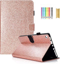 Dteck for Fire HD 8 (8th/7th/6th Generation) Smart Folio Tablet Case 2018/2017/2016 Release (8) with Auto Sleep Wake/Stand/Card Slots/Stylus PU Leather Protective Cute Slim Magnetic Cover Rosegold