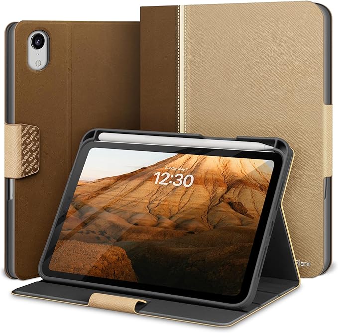 KingBlanc for iPad mini 7 (A17 Pro) Case iPad mini 7th/6th Generation Case (2024/2021 8.3-inch) with Pencil Holder PU Leather Stand Cover Auto Sleep/Wake Multi-Angle for Viewing/Typing Beige