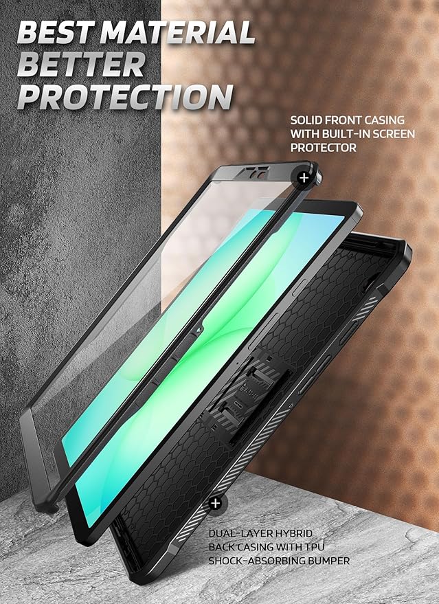 SUPCASE for Samsung Galaxy Tab A11 Case with Stand (Unicorn Beetle Pro) [Built-in Screen Protector] Full Body Heavy Duty Rugged Kickstand Protective Tablet Cover for Galaxy Tab A11 8.7 Inch Black