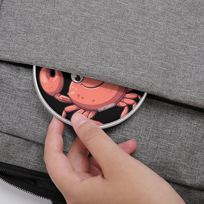 Red Crab Dollar Coin Phone Charger Magnetic Charging Pad Anti-Slip with USB Cable