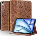 Leather Case for iPad Air 11 Inch M3 2025/ M2 2024iPad Air 10.9 Inch Case 5th/4th Gen. 2022/2020 Full Grain Leather CoverProtective Smart Folio with Auto Sleep/Wake Brown Flower
