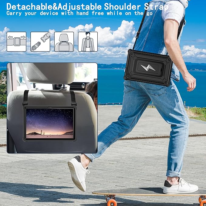 Case for Lenovo Tab 10.1 inch 2025 Released (TB311FU) - Hybrid Protective Case Cover with Kickstand Lightning Design (Black/Black)