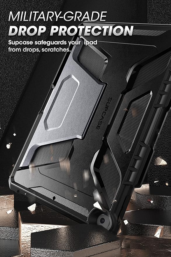SUPCASE UB Series Designed for iPad 10.2 2019/2020/2021 iPad Air 3 Case 10.5 Inch with Built-in Apple Pencil Holder Full Body Rugged Protective Case for iPad 9th/8th/7th Generation (Black)