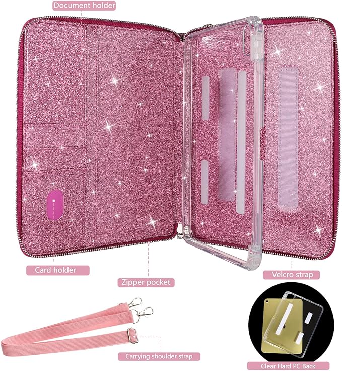 E NET-CASE Case for iPad Air 11-inch M4/M3/M2 (2026/2025/2024)/iPad (A16) 11th Gen 11 2025/iPad 10th Gen 10.9 2022/iPad Air 5th/4th Gen (2022/2020) 10.9Briefcase-Style Stand Cover(Rose Pink)