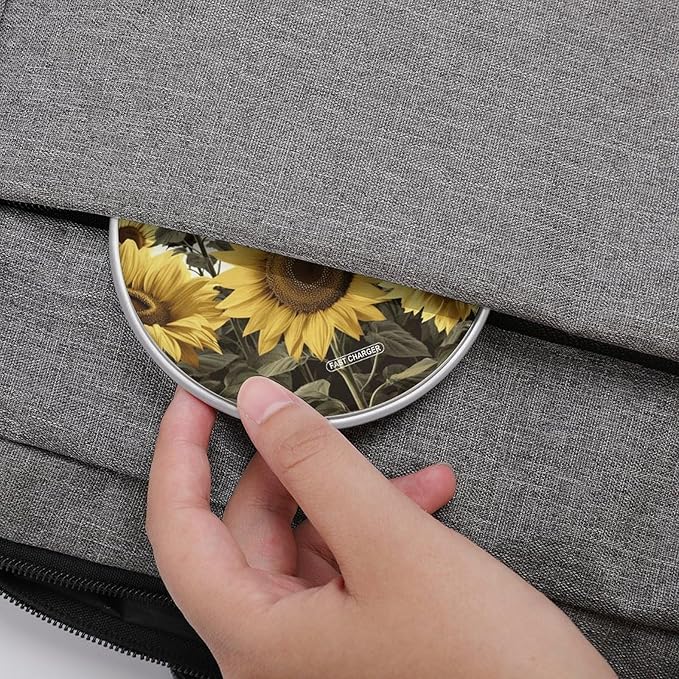 Yellow Sunflower Floral Wireless Charger Fast Wireless Charging Pad with USB Cable 10W Anti-Slip Magnetic Wireless Charger Portable Slim Charger Puck Travel Charging Station