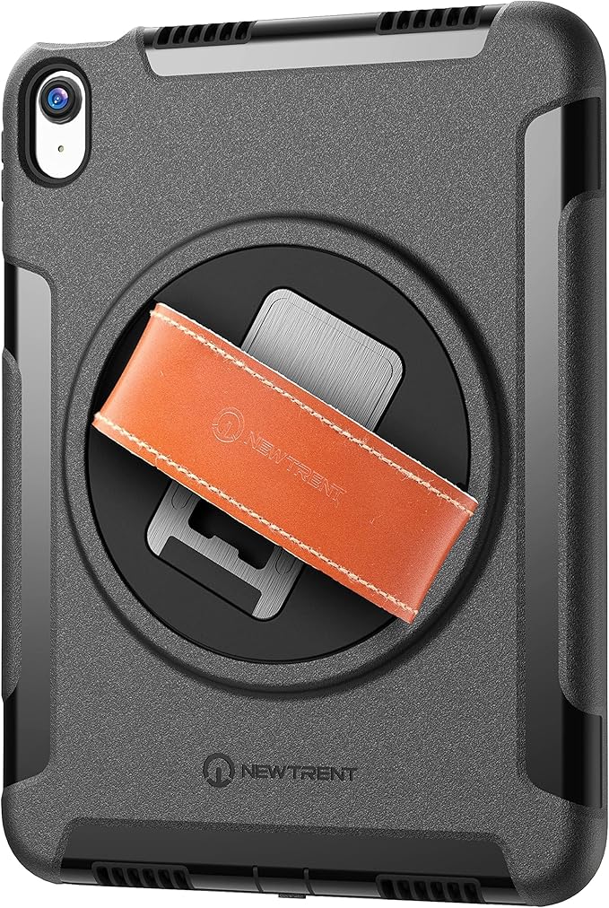 New Trent Original Rugged Case for iPad 11 (A16) 11-inch (2025) &amp iPad 10th Gen 10.9-inch (2022) | 360° Rotating Kickstand Genuine Leather Hand Strap Built-in Screen Protector Heavy-Duty Protec