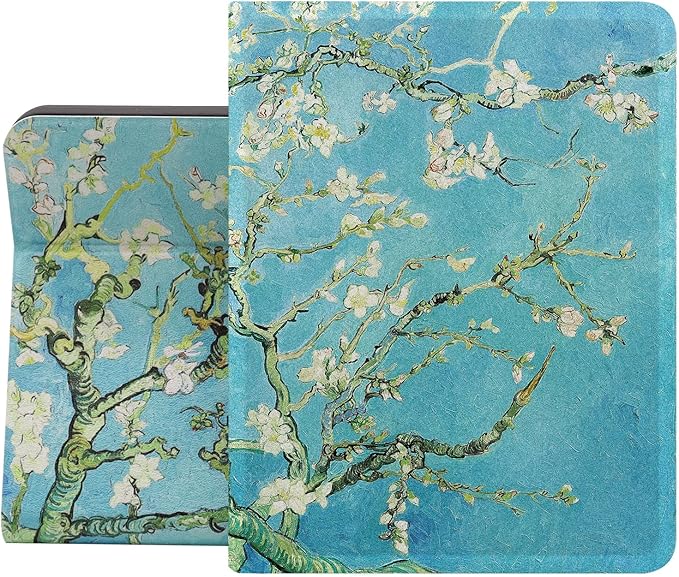 Berkin Arts Compatible with iPad 7/8/9th Generation/iPad Air 3rd Generation (10.5 Inch) Case 2019/2020/2021 Folio Case Premium Leather Cover Cloisonnism Green Floral (Almond Blossom by Van Gogh)