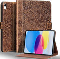 Gexmil Leather Case for iPad (A16) 11th Generation 11 Inch 2025 iPad 10th Generation 10.9 Inch 2022Protective Cover with Magnetic ClosureAuto Sleep/WakeFloral Brown