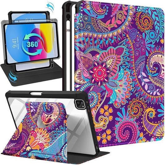 for iPad Air 11 inch Case Air 5th/4th Generation 10.9 Pro 11'' Case Women Girls for Apple Pencil Holder Cute Kawaii Rotating Folio Cover for iPad Air 11 2024 (M2) 10.9 2022 2020 Pro 11