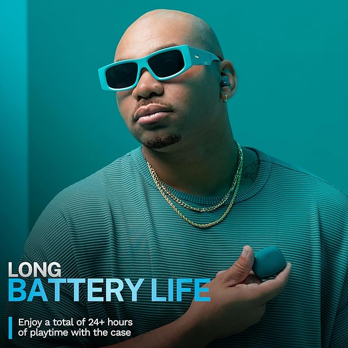 JLab Go Pop ANC True Wireless Earbuds &amp Charging Case Teal Active Noise Cancelling 10mm Drivers Dual Connect Customize Your Sound with App Be Aware Mode Compact Fit MEMS Microphone