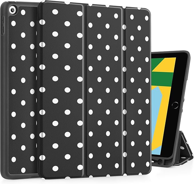 Tuiklol Case for iPad 10.2 Inch 2021 2020 2018 Release 9th / 8th / 7th Generation Built-in Pencil Holder TPU Protective Stand Back Cover Trifold Stand-Auto Wake/Sleep Spot-Black