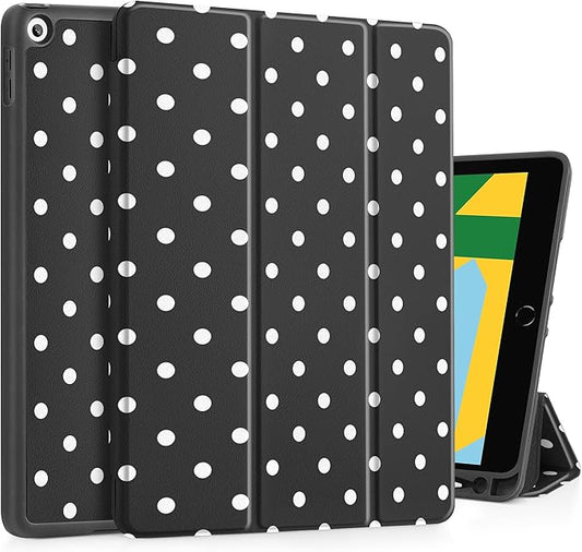 Tuiklol Case for iPad 10.2 Inch 2021 2020 2018 Release 9th / 8th / 7th Generation Built-in Pencil Holder TPU Protective Stand Back Cover Trifold Stand-Auto Wake/Sleep Spot-Black