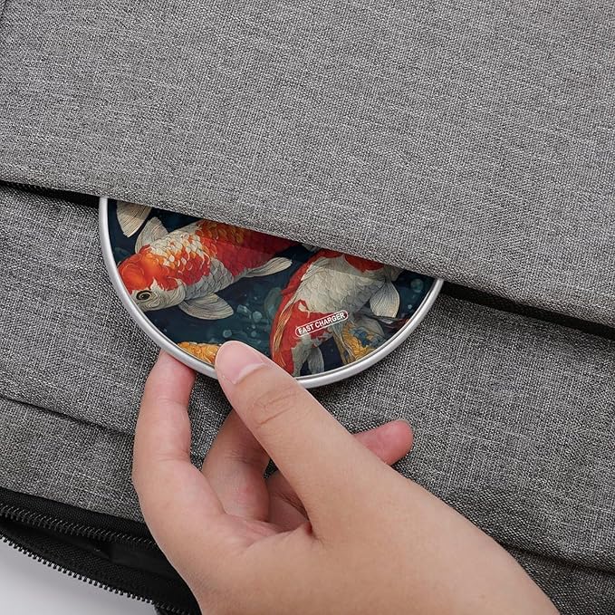 Japanese Fish Ponds Colorful Fast Portable Charger 10W Funny Graphic Phone Charging Pad with USB Cable