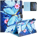 Dteck Case for All-New Fire HD 10 &amp HD 10 Plus Tablet (2021 Release 11th Generation) - Slim Multi-Angle Folio Stand Premium PU Leather Protective Smart Cover with Auto Wake Sleep Blue Butterfly
