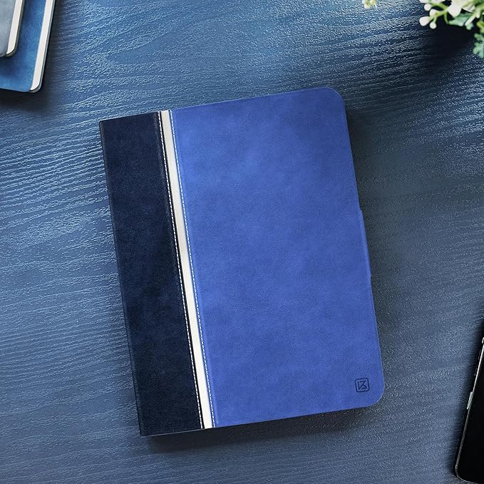 KingBlanc for iPad Air 11-inch Case M4 2026/M3 2025/M2 2024 iPad Air 5th/4th Generation (2022/2020 10.9) with Pencil Holder Vegan Leather Stand Cover Auto Sleep Wake Viewing/Typing Angle Blue