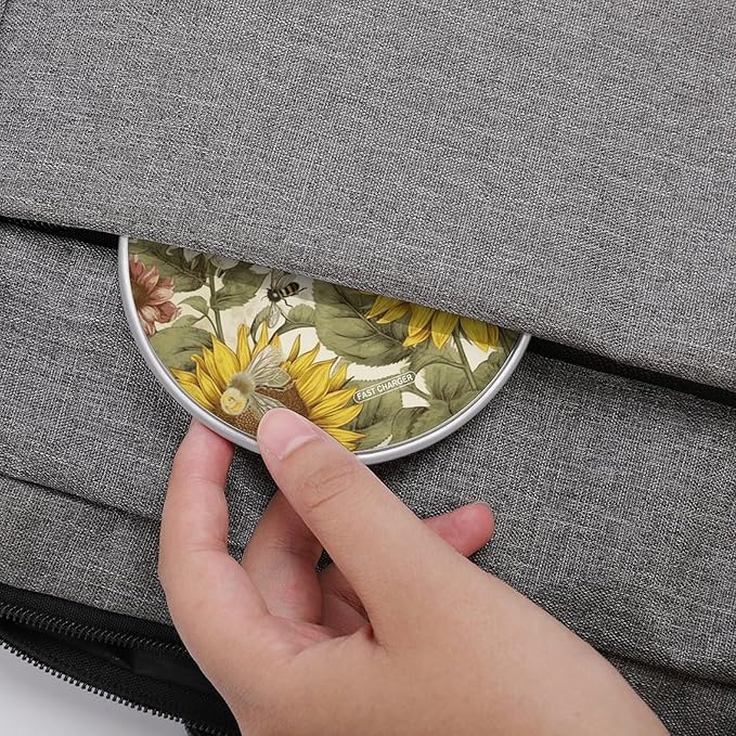 Bees Sunflowers Daisy Rose Flowers Wireless Charger Fast Wireless Charging Pad with USB Cable 10W Anti-Slip Magnetic Wireless Charger Portable Slim Charger Puck Travel Charging Station