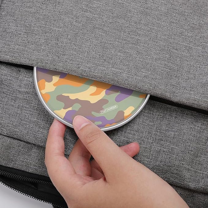 Pale Camouflage Hunting Fast Portable Charger 10W Funny Graphic Phone Charging Pad with USB Cable