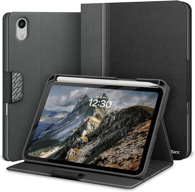 KingBlanc for iPad mini 7 (A17 Pro) Case iPad mini 7th/6th Generation Case (2024/2021 8.3-inch) with Pencil Holder PU Leather Stand Cover Auto Sleep/Wake Multi-Angle for Viewing/Typing Black