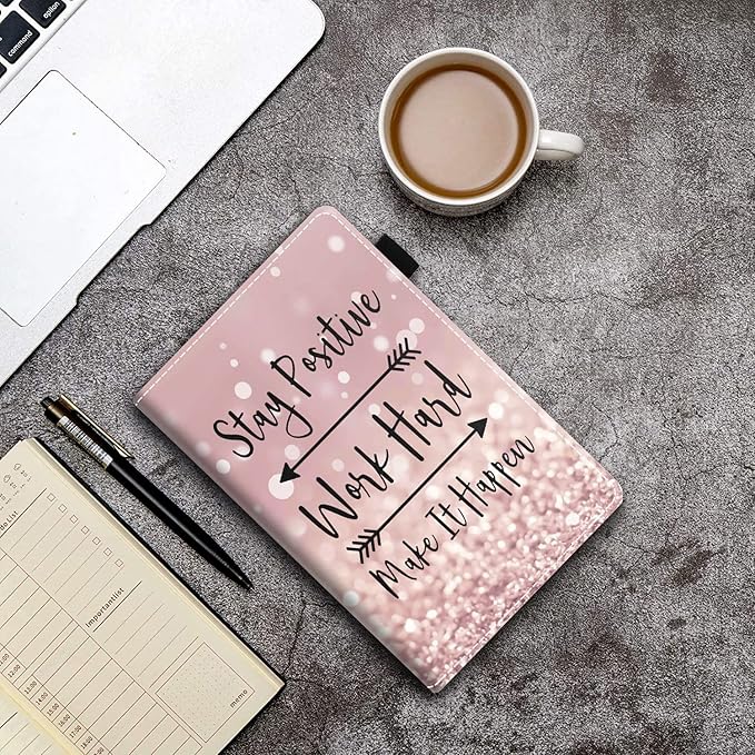 Case for All-New Kindle Fire 7 Tablet (7 12th Generation 2022 Release) Stay Positive Work Hard and Make It Happen Inspirational Quote PU Leather Folio Case with Smart Auto Wake/Sleep
