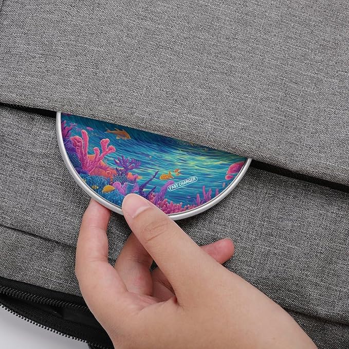 Surfer Riding Wave Sea Coral Dreamy Fast Portable Charger 10W Funny Graphic Phone Charging Pad with USB Cable