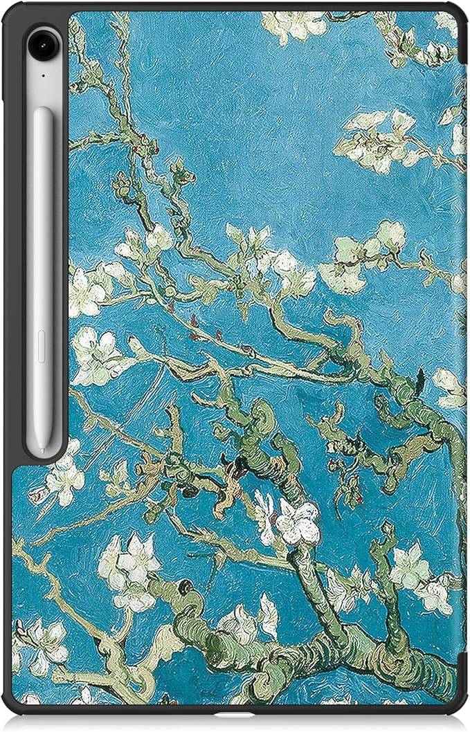 Case for Samsung Galaxy Tab S10 FE+ Plus 13.1 inch 2025 (Model: SM-X620/SM-X626B)Tri-Fold Stand Smart PU Leather Hard Back Shockproof Cover with Auto Wake/Sleep Almond Blossom Flower