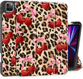 May Chen Case for iPad Pro 11 inch (4th 3rd 2nd &amp 1st Gen) 2022 2021 2020 2018 Trifold Stand + Pencil Holder + Auto Wake/Sleep + Soft TPU Protective Stand Back Cover Cherry &amp Cheetah